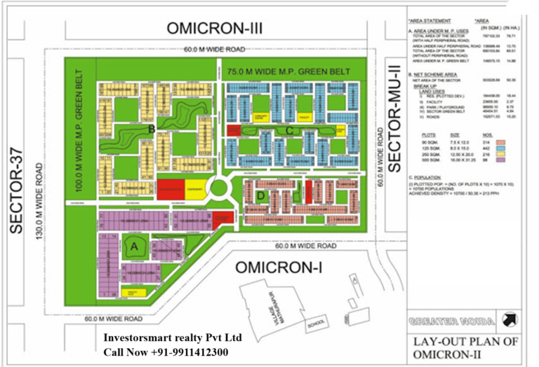 Layout Plan of Omicron-II, Greater Noida
