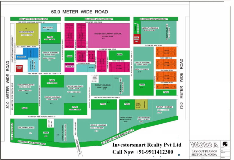 Layout Sector 34 noida HD Map
